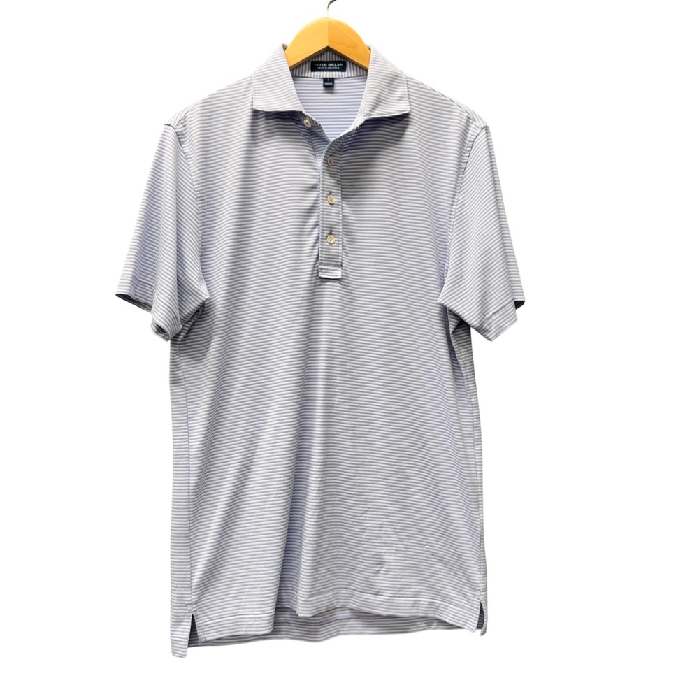 Peter Millar Polo Shirt Mens S Crown Crafted Purple Blue Stripe Performance Golf